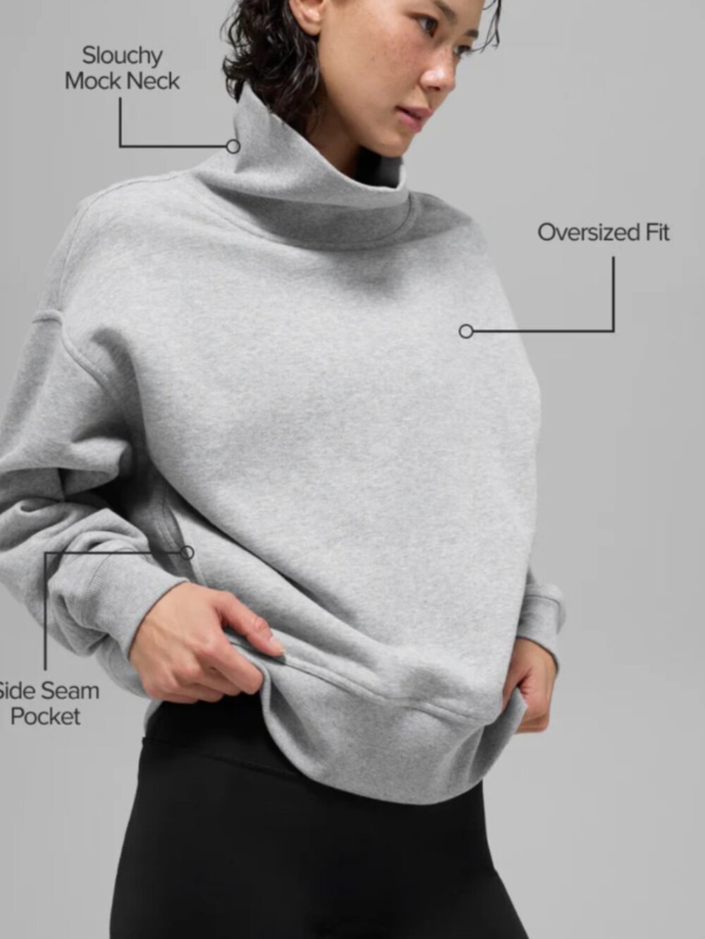 Alo Yoga  mock neck pullover top - athletic heather grey / Size: small